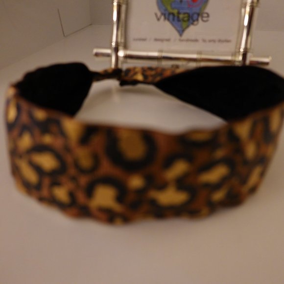 Leopard Print Grosgrain Velvet Lined Headband (Red, Blue or Khaki) - Picture 7 of 7